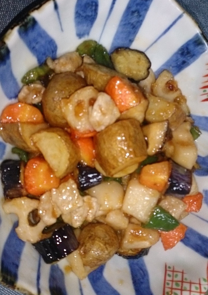 6種類の野菜と豚肉の甘酢あん炒め-レシピのメイン写真