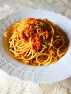 ツナとほうれん草のトマトパスタ-レシピのメイン写真