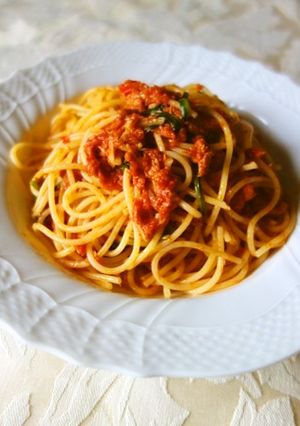 ツナとほうれん草のトマトパスタ-レシピのメイン写真