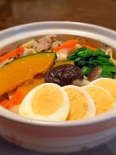 かぼちゃ入みそ煮込みうどん-レシピのメイン写真