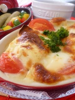 ストウブセラミックでパンでグラタン-レシピのメイン写真