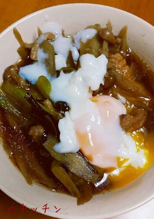 ゴボウと鶏肉の甘煮～温玉のせ～-レシピのメイン写真
