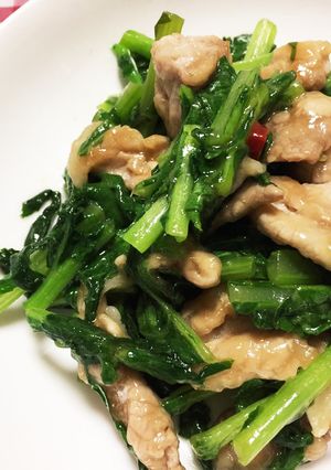 大根の葉と豚肉のニンニク醤油炒め-レシピのメイン写真