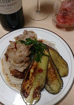 夏におすすめ♪豚バラ肉と茄子のそうめん-レシピのメイン写真