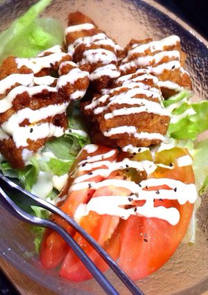残った唐揚げリメイク！簡単ロコモコ丼風-レシピのメイン写真