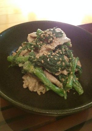 ☆春菊と豚肉のからしマヨポン☆-レシピのメイン写真