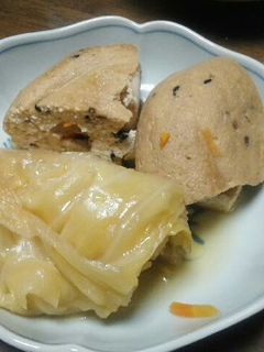 がんもの煮物【キャベツを添えて】-レシピのメイン写真