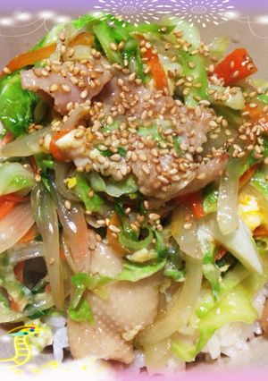 給料日前メニュー ガッツリ節約キャベ玉丼-レシピのメイン写真