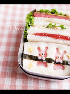 幼稚園 お弁当♡うさぎサンドイッチ-レシピのメイン写真