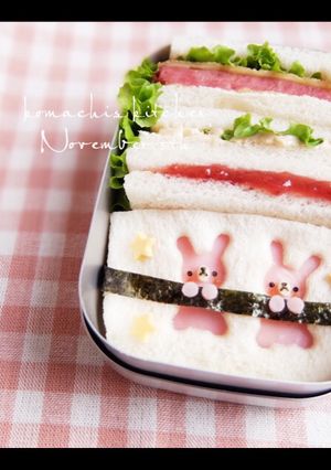 幼稚園 お弁当♡うさぎサンドイッチ-レシピのメイン写真