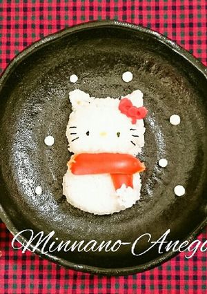 キャラ弁*雪だるまキティちゃん-レシピのメイン写真