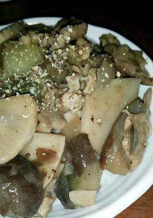 地味だけど美味い！豚肉と茄子と筍の中華丼-レシピのメイン写真