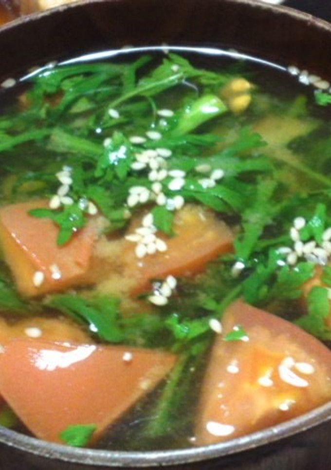 春菊とトマトのあっさりみそ汁-レシピのメイン写真