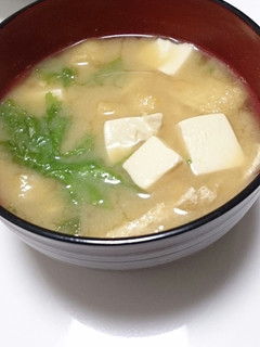 わさびなと油揚げと豆腐のお味噌汁-レシピのメイン写真