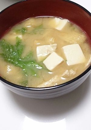 わさびなと油揚げと豆腐のお味噌汁-レシピのメイン写真