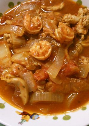 フライパンで 海老 白菜の トマト煮込み-レシピのメイン写真
