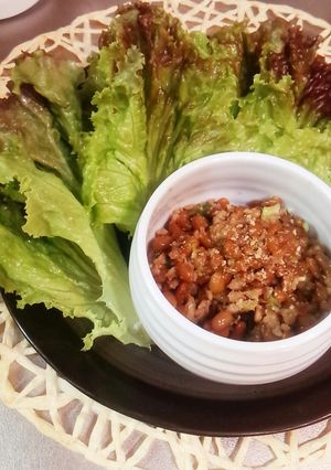 納豆＊挽き肉のレタス巻き巻き-レシピのメイン写真