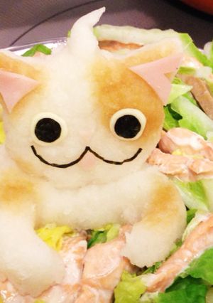 大根おろしアート♡ブチニャン！白菜と鮭-レシピのメイン写真