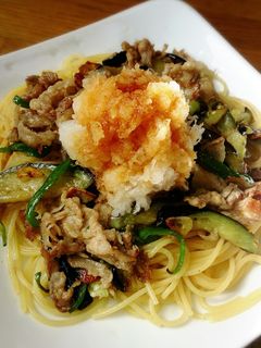 *なすと豚肉のおろしポン酢パスタ*-レシピのメイン写真