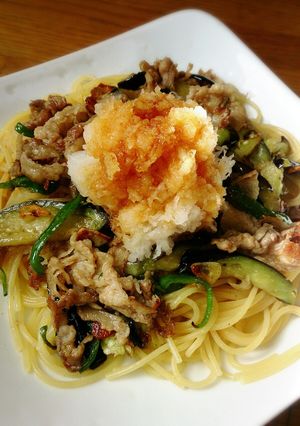 *なすと豚肉のおろしポン酢パスタ*-レシピのメイン写真