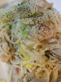 鍋の残り物リメイク!鶏ごぼうつみれパスタ-レシピのメイン写真