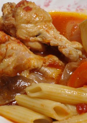 圧力鍋で鶏手羽元のトマト煮♪-レシピのメイン写真