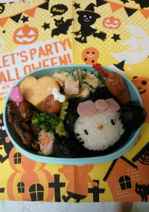 ハロウィンキャラ弁♪黒猫キティ弁当-レシピのメイン写真