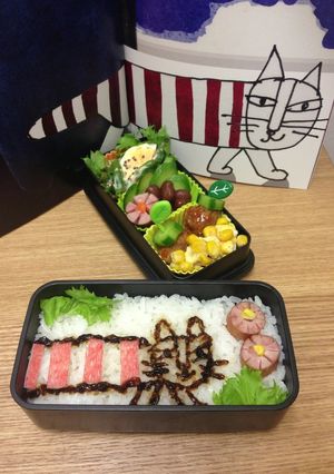 簡単キャラ弁！マイキー猫のお弁当-レシピのメイン写真