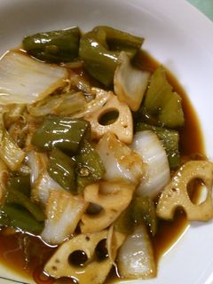 白菜 蓮根 ピーマンの オイスター炒め!-レシピのメイン写真