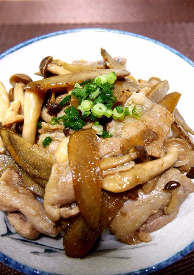 胃袋鷲掴み！！豚とごぼうときのこの丼⁂-レシピのメイン写真
