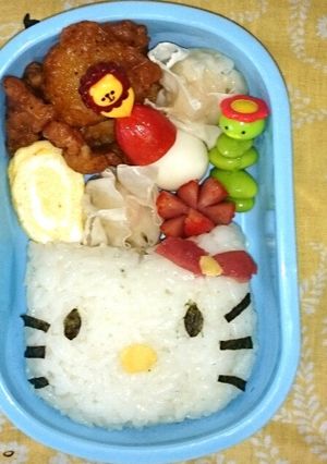 寝坊した日もOK！キティちゃんキャラ弁-レシピのメイン写真