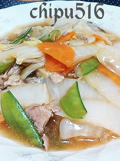 子供が喜ぶ!豚小間と白菜と野菜の中華炒め-レシピのメイン写真