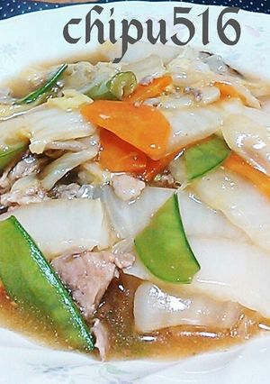 子供が喜ぶ!豚小間と白菜と野菜の中華炒め-レシピのメイン写真