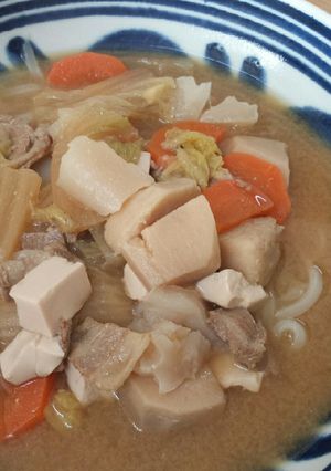 残った豚汁で一人ランチ！　豚汁うどん★-レシピのメイン写真