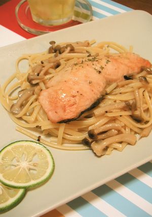 ＊鮭としめじの＊かぼすバターパスタ-レシピのメイン写真