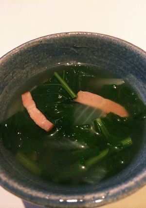 かぶの葉スープ。玉ねぎベーコンコンソメ味-レシピのメイン写真