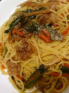 味付牛肉とほうれん草の和風パスタ-レシピのメイン写真