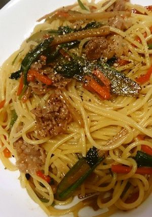 味付牛肉とほうれん草の和風パスタ-レシピのメイン写真