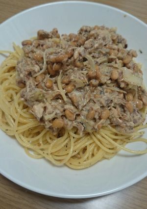 簡単！ヘルシー！サバ缶納豆パスタ-レシピのメイン写真