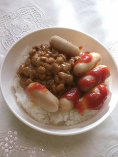 納豆ウインナーケチャップご飯-レシピのメイン写真