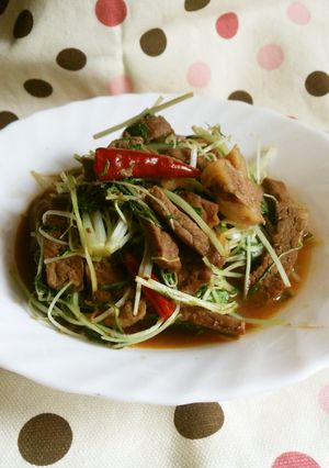 水菜と牛肉の韓国風炒め♪-レシピのメイン写真