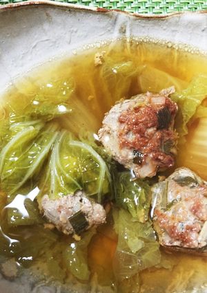 白菜とねぎ入り肉だんごの煮込みスープ-レシピのメイン写真