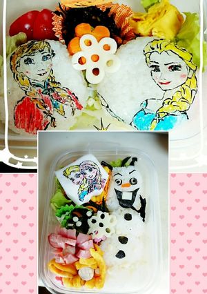 キャラ弁 アナ雪 エルサ＆アナ＆オラフ-レシピのメイン写真