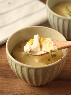 豆腐とコーンのふわふわ玉子スープ(中華)-レシピのメイン写真