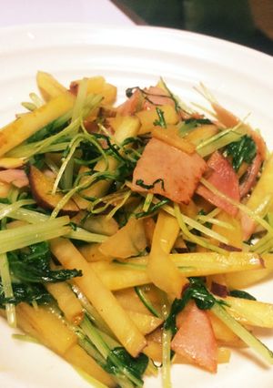 さつまいもと水菜の炒め物-レシピのメイン写真