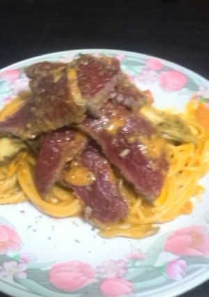 赤身肉のカチャトーラ風パスタ-レシピのメイン写真