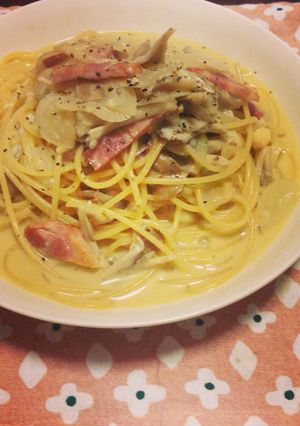 ベーコンときのこのクリームパスタ-レシピのメイン写真