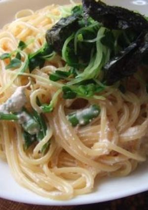 緑の野菜もりもり☆明太子クリームスパ-レシピのメイン写真