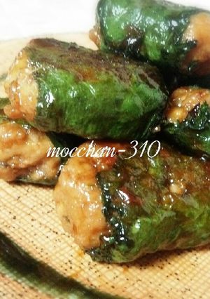 豚ひき肉の大葉巻つくね(豆腐入)＊お弁当-レシピのメイン写真