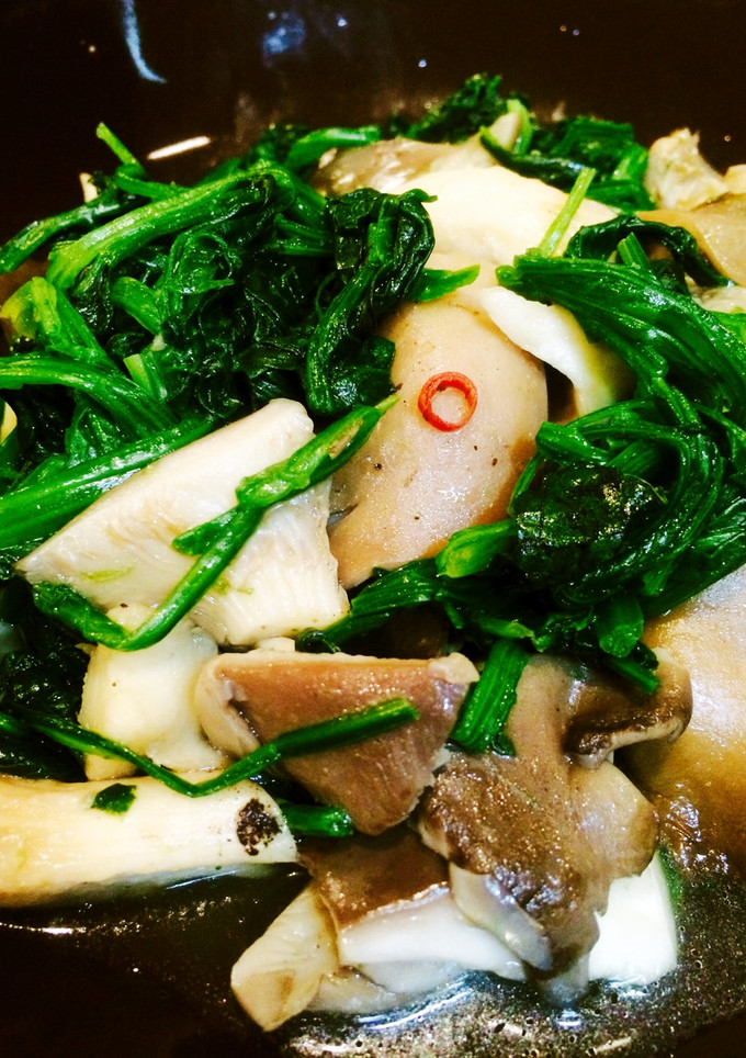 ヒラタケとほうれん草のにんにく炒め-レシピのメイン写真